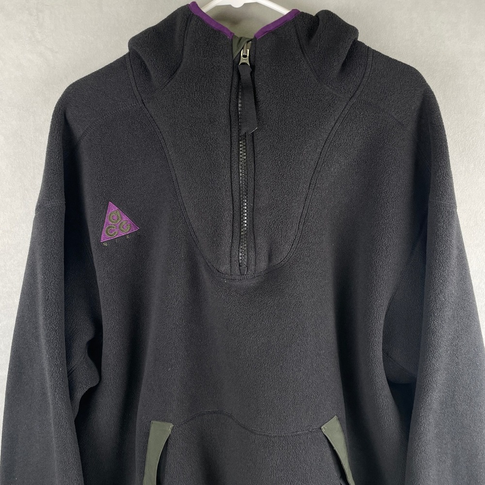 Nike ACG Mens Half Zip Sherpa Fleece Hoodie Black Purple AJ1987-010 M Gorpcore - Picture 4 of 11